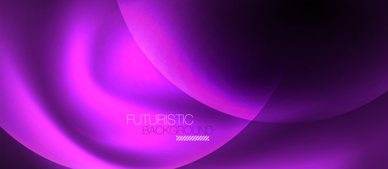 Shiny neon color light with circles abstract background