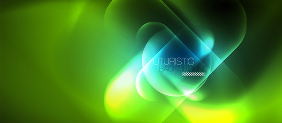 Blue neon round shapes techno background