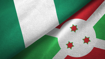 Nigeria and Burundi two flags textile cloth, fabric texture 