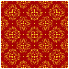 Damask pattern on red