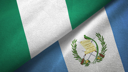 Nigeria and Guatemala two flags textile cloth, fabric texture