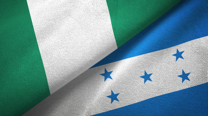 Nigeria and Honduras two flags textile cloth, fabric texture