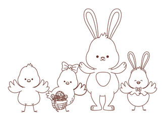 Happy  farm animals outline