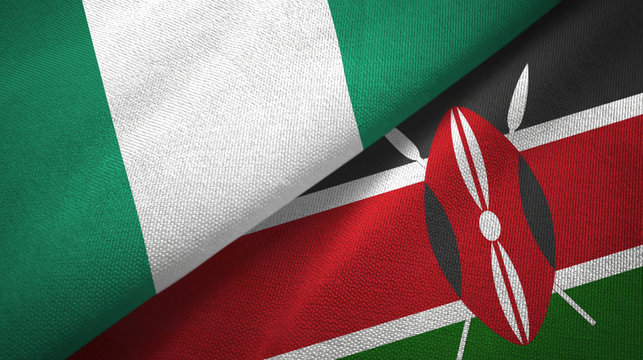 Nigeria And Kenya Two Flags Textile Cloth, Fabric Texture