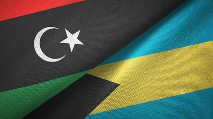 Libya and Bahamas two flags textile cloth, fabric texture 