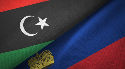 Libya and Liechtenstein two flags textile cloth, fabric texture
