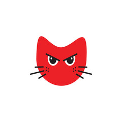  angry cat emoticon illustrations logo concept