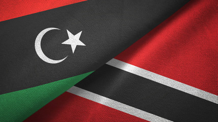 Libya and Trinidad and Tobago two flags textile cloth, fabric texture