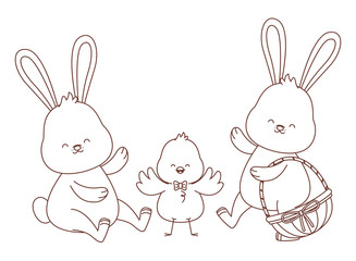 Happy  farm animals outline