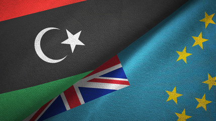 Libya and Tuvalu two flags textile cloth, fabric texture
