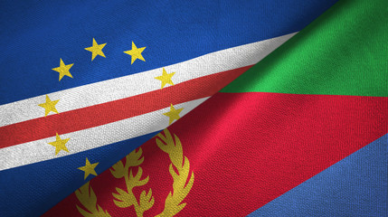 Cabo Verde and Eritrea two flags textile cloth, fabric texture