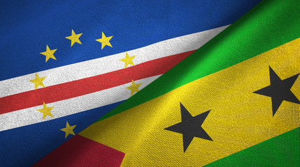 Cabo Verde and Sao Tome and Principe two flags textile cloth, fabric texture