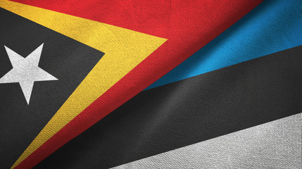 East Timor and Estonia two flags textile cloth, fabric texture