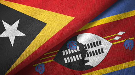 East Timor and Eswatini Swaziland two flags textile cloth