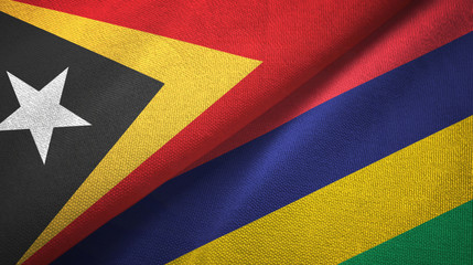 East Timor and Mauritius two flags textile cloth, fabric texture