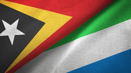 East Timor and Sierra Leone two flags textile cloth, fabric texture