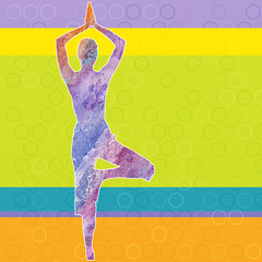 Drawing silhouette of woman doing yoga with copy space for your text or image