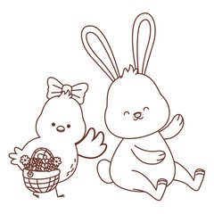 Happy  farm animals outline