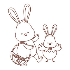 Happy  farm animals outline