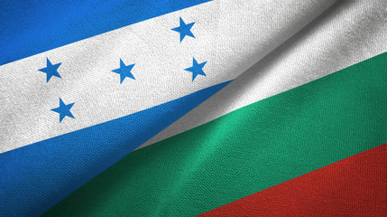 Honduras and Bulgaria two flags textile cloth, fabric texture 
