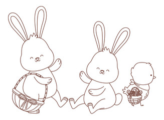 Happy  farm animals outline