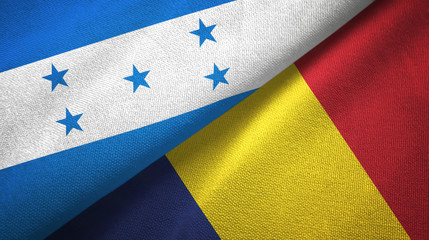 Honduras and Chad two flags textile cloth, fabric texture 