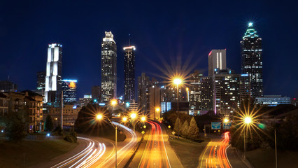 Fototapeta na wymiar Nighttime in Downtown Atlanta