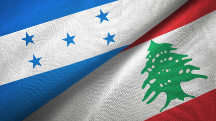 Honduras and Lebanon two flags textile cloth, fabric texture