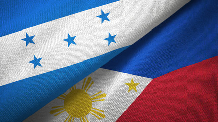 Honduras and Philippines two flags textile cloth, fabric texture