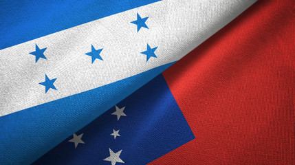 Honduras and Samoa two flags textile cloth, fabric texture