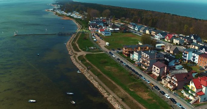 The drone flies over the Baltic Sea.