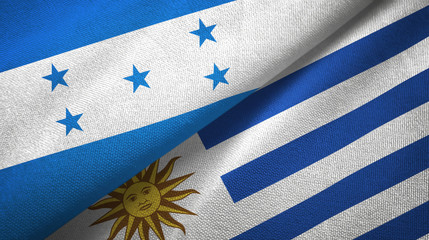 Honduras and Uruguay two flags textile cloth, fabric texture