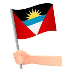 Antigua and Barbuda flag in hand