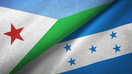 Djibouti and Honduras two flags textile cloth, fabric texture