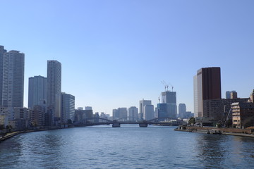Fototapeta na wymiar 東京隅田川と勝鬨橋