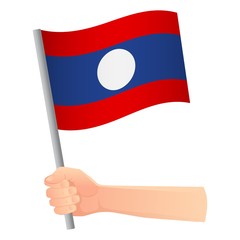Laos flag in hand