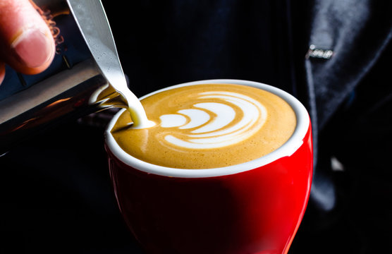 Cafe barista arte en latte