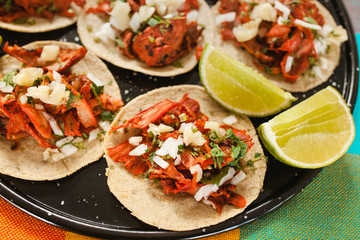 tacos al pastor, mexican taco, street food in mexico city