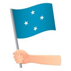 Micronesia flag in hand