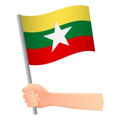 Myanmar flag in hand