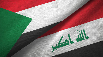 Sudan and Iraq two flags textile cloth