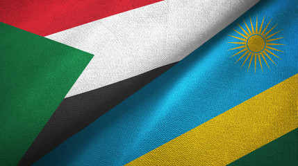 Sudan and Rwanda two flags textile cloth, fabric texture