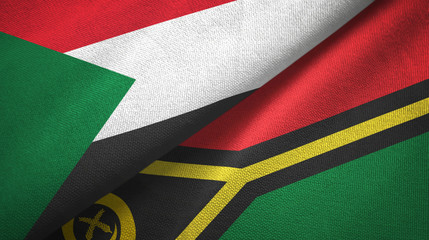 Sudan and Vanuatu two flags textile cloth, fabric texture