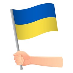 Ukraine flag in hand