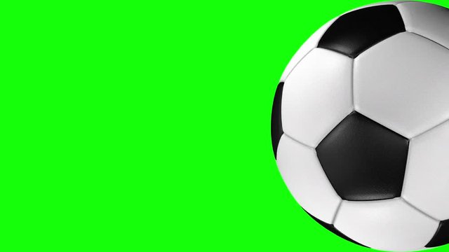 3D animation of durable soccer ball rolling across the screen.