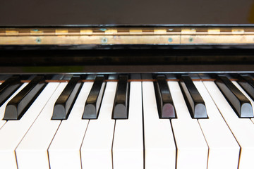 The close-up image of piano keys