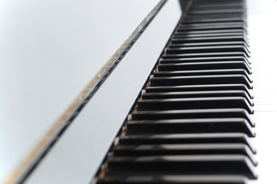 The close-up image of piano keys