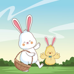 Fototapeta premium Happy farm animals cartoon