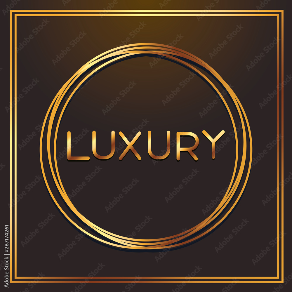 Sticker luxury gold fonts in round frame