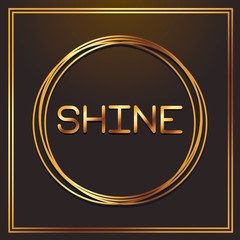 shine gold fonts in round frame
